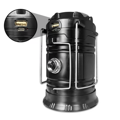 💡 Collapsible Portable LED Camping Lantern Lightweight Waterproof Solar USB Rechargeable LED Flashlight