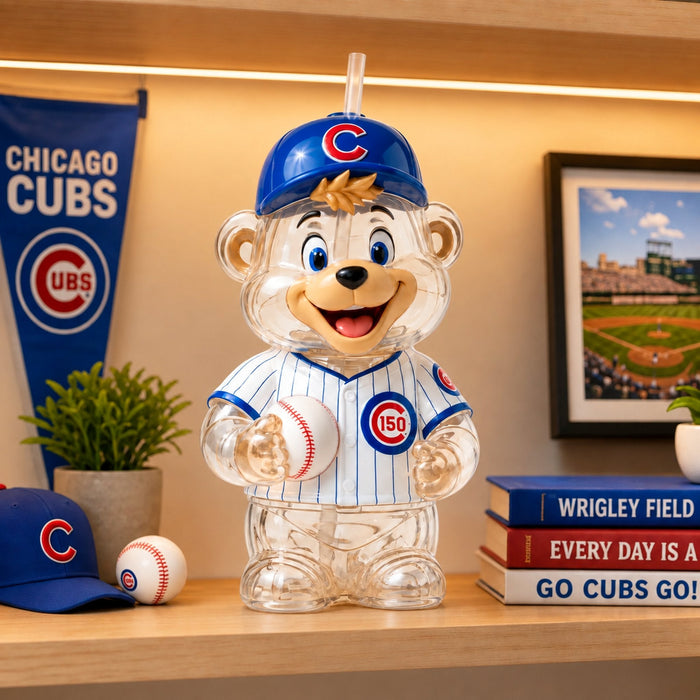 Chicago baseball bear tumbler detail view