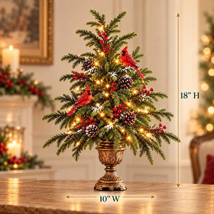 ❤️ Vintage Cardinal Lighted Norfolk Pine Tree