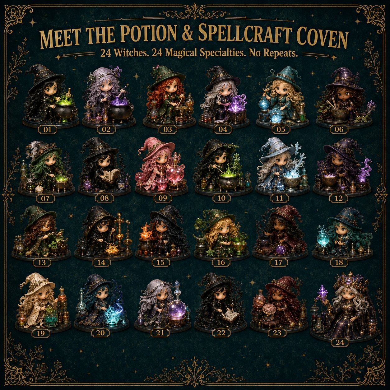 🧙‍♀️ LAST DAY 49% OFF – 24 Days Of Witchy Surprises Advent Calendar | 24 Unique Collectible Witches with Magical Themes, Mini Figures & Fantasy Display Collection ✨