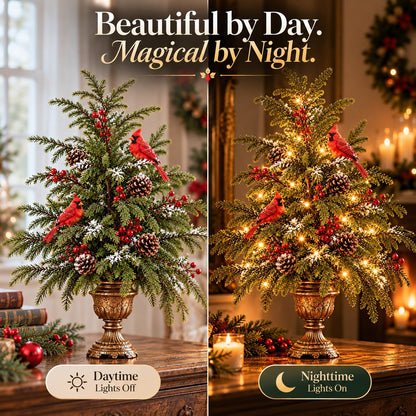 ❤️ Vintage Cardinal Lighted Norfolk Pine Tree