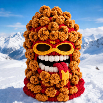 🍔 Knitted Burger Ski Hat | Funny Hamburger Beanie for Snowboarding Winter Slopes