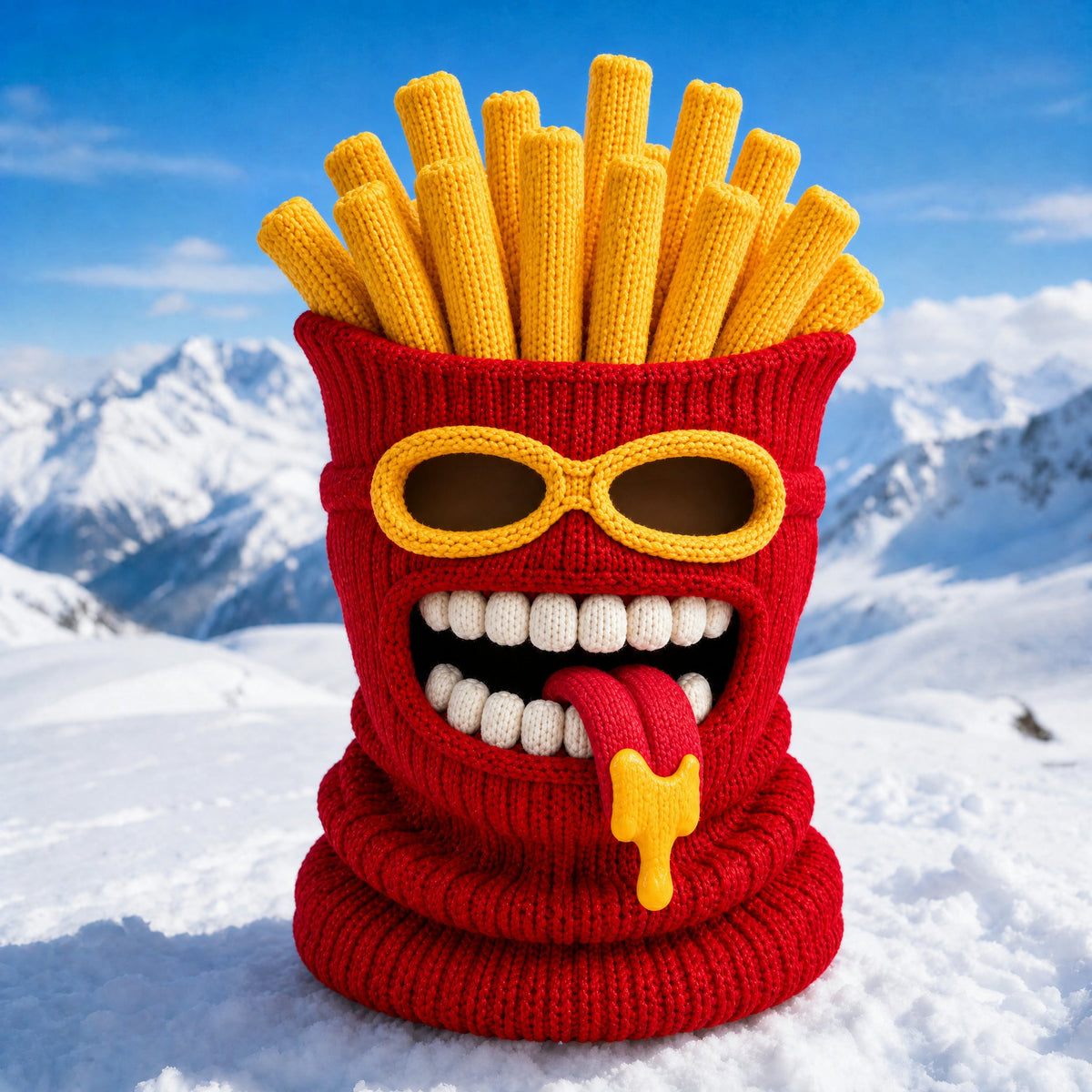 🍔 Knitted Burger Ski Hat | Funny Hamburger Beanie for Snowboarding Winter Slopes