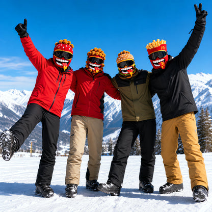 🍔 Knitted Burger Ski Hat | Funny Hamburger Beanie for Snowboarding Winter Slopes