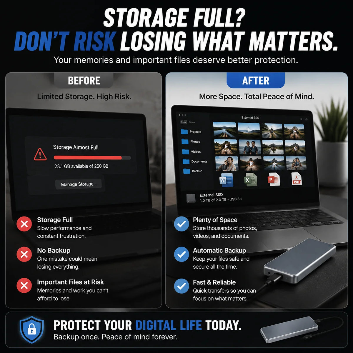 🔥 LAST DAY 50% OFF | Portable External SSD – High-Speed Storage for PC, Mac, iPhone & Android
