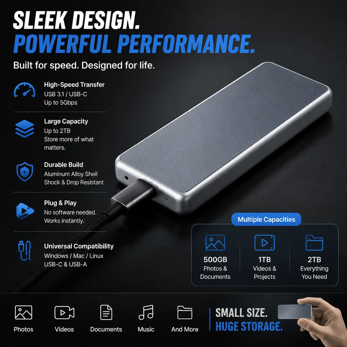 🔥 LAST DAY 50% OFF | Portable External SSD – High-Speed Storage for PC, Mac, iPhone & Android