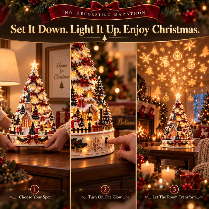 🎄 Christmas Village Projection Centerpiece – 4 Themed Villages