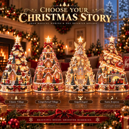 🎄 Christmas Village Projection Centerpiece – 4 Themed Villages