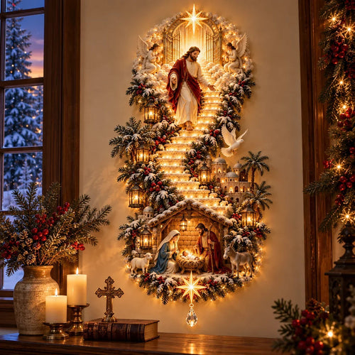 ✝️ Jesus Light Of Heaven Christmas Wall Hanging