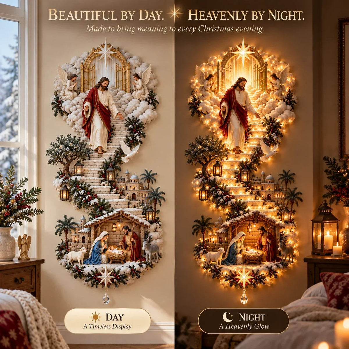 ✝️ Jesus Light Of Heaven Christmas Wall Hanging