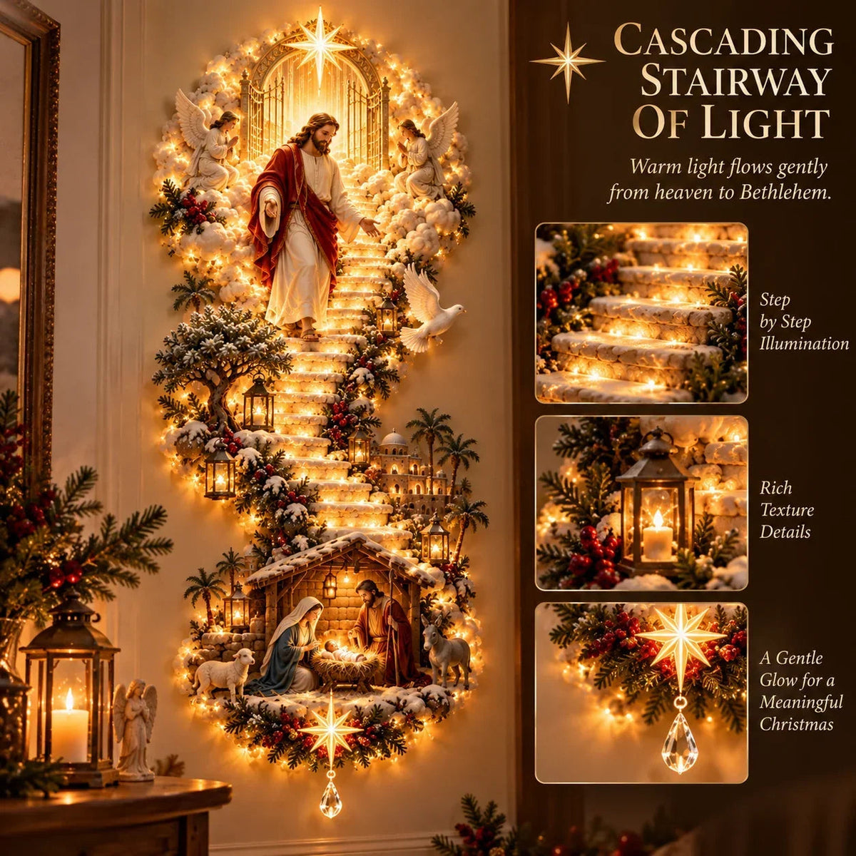 ✝️ Jesus Light Of Heaven Christmas Wall Hanging