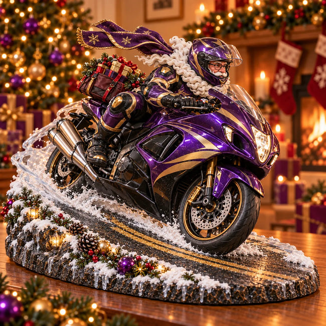 Purple Midnight Racer Santa motorcycle keepsake