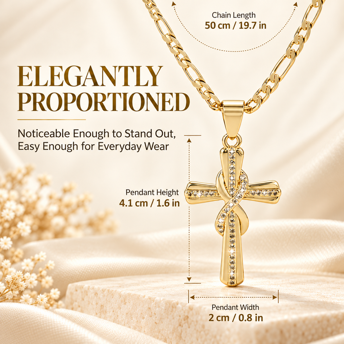 14K Gold-Plated Cross Pendant Necklace – Faith-Inspired Jewelry