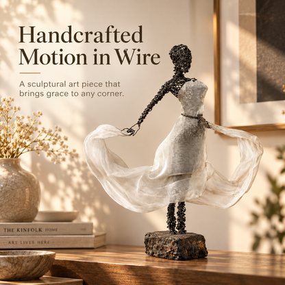 💃Wire Female Ballet Sculpture | Unique Handcrafted Art Ornament, Elegant Decor for Living Room & Art Lovers🎁