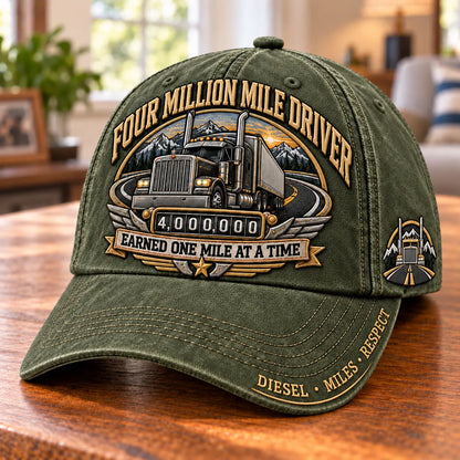 🚛 Million Mile Driver Earned One Mile At A Time Baseball Cap
