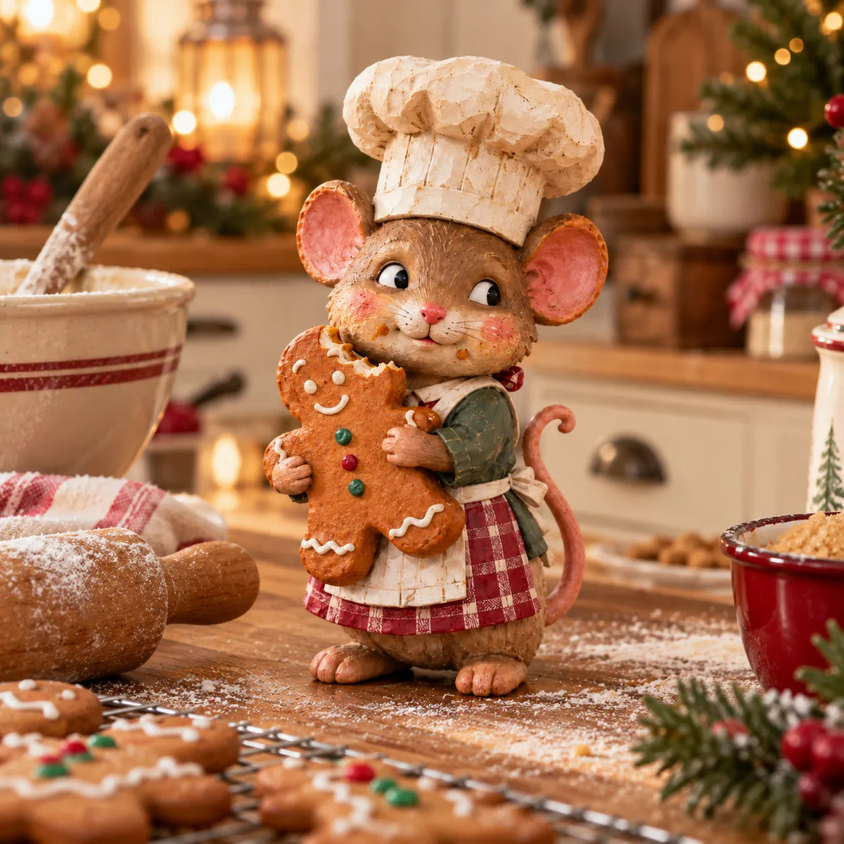 🍪 Gingerbread Mouse Baker Figurine