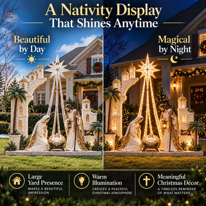 ✨ Christmas Star Nativity Light™ – Illuminated Holy Family Outdoor Yard Display