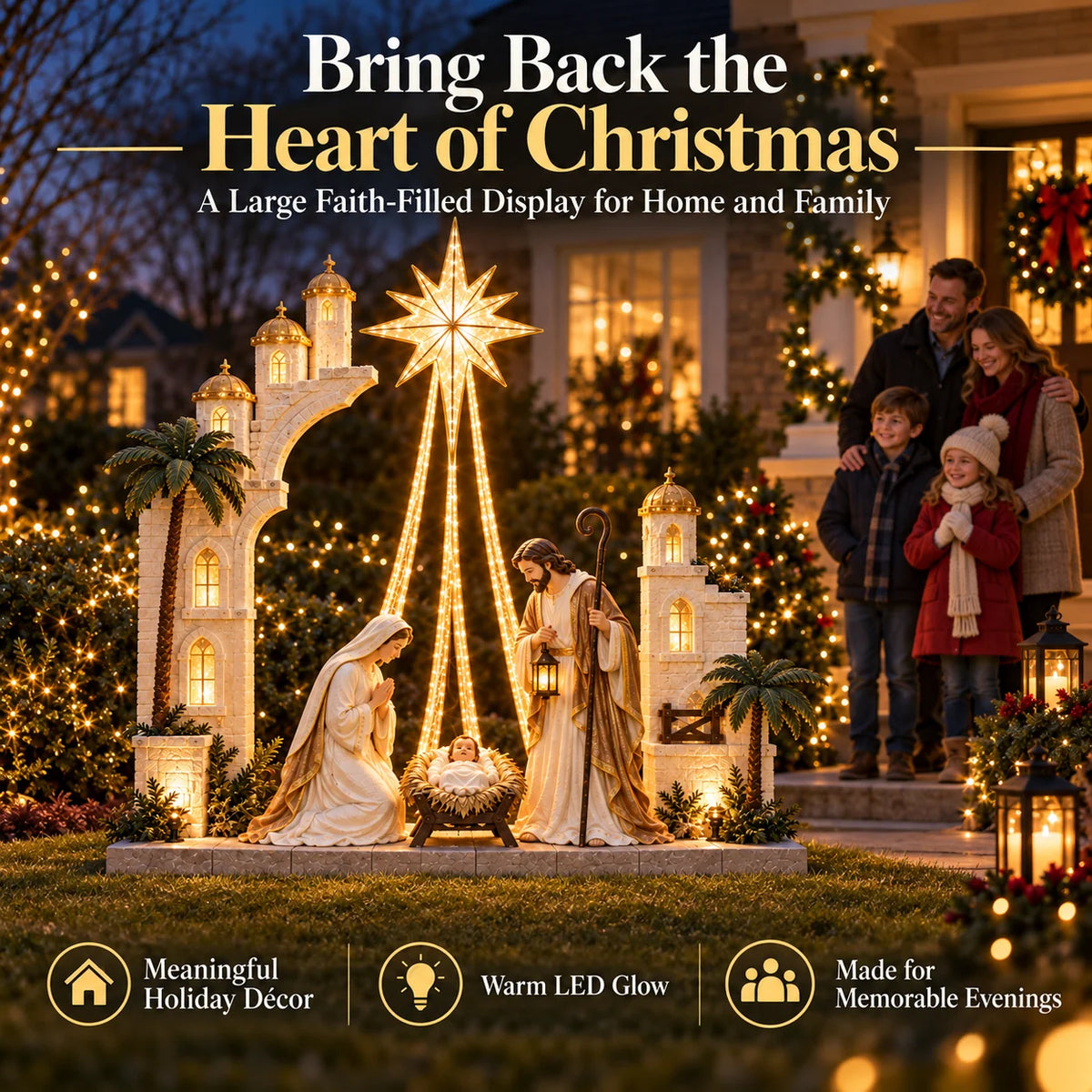 ✨ Christmas Star Nativity Light™ – Illuminated Holy Family Outdoor Yard Display