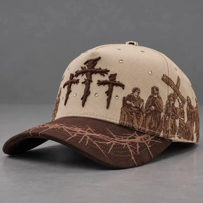 ✝️ Viacrucis Faith-inspired Cap | Raised Crosses • Way Of The Cross Artwork