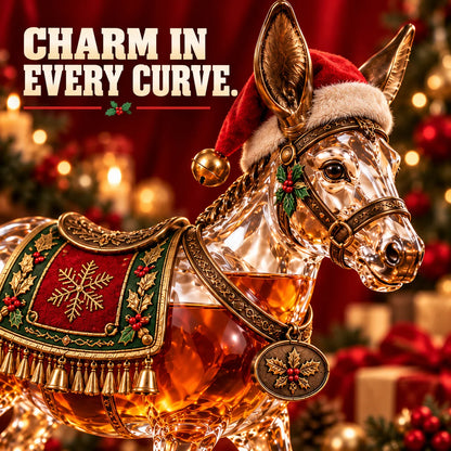 🫏2026 Christmas Donkey Whiskey Decanter – Festive Glass Donkey Bottle with Santa Hat, Holiday Collectible & Unique Christmas Gift🎁