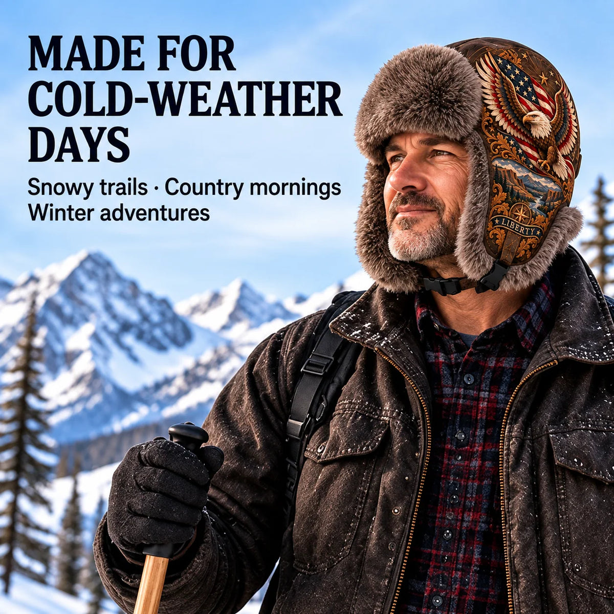 ⏳ Last Day 49% OFF – 🦅❄️"Wings of Freedom" Winter Ear-Flap Hat with Plush Lining