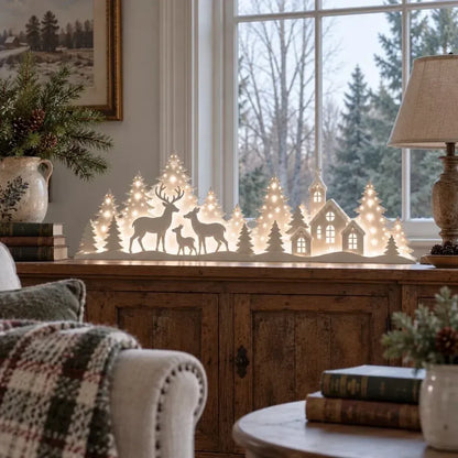 Free Shipping🦌 LED Christmas Deer & Village Window Decor | 2-Piece Lighted Scene