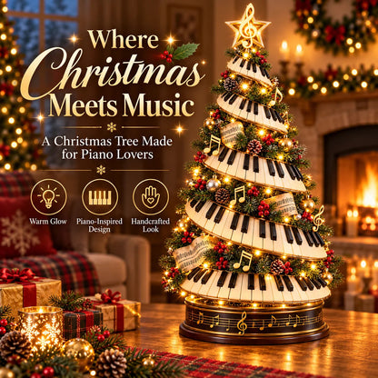 🎹✨Where Music Meets Christmas Magic – Glowing Piano Tree