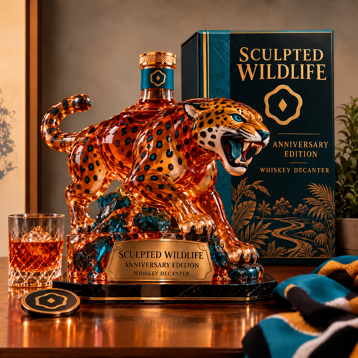 🐆🥃 Wildlife Whiskey Decanter – Sculpted Predator Bar Decor
