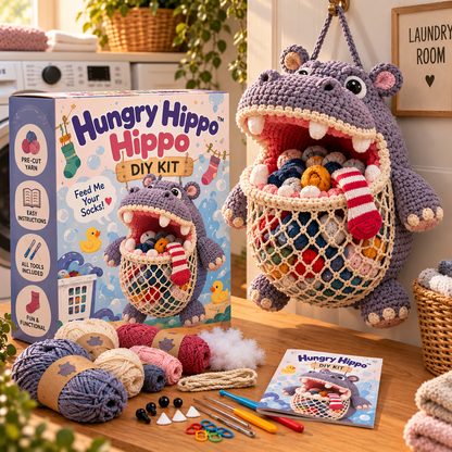 🧦😂 Sock Gobblers™ – DIY Crochet Animal Sock Holder Kit | Funny Hanging Laundry Organizer & Creative Handmade Gift 🦈🐊