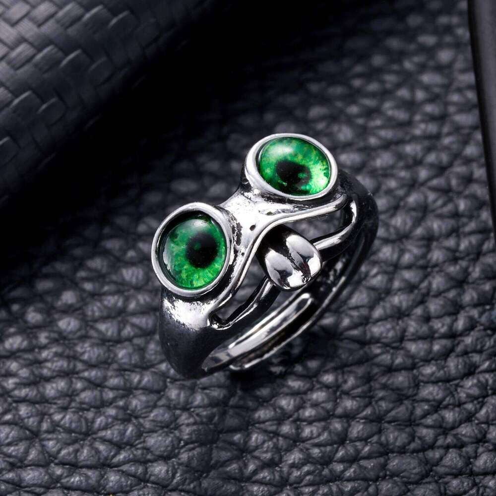 🐸cute Adjustable Open Ring With Big Eyes