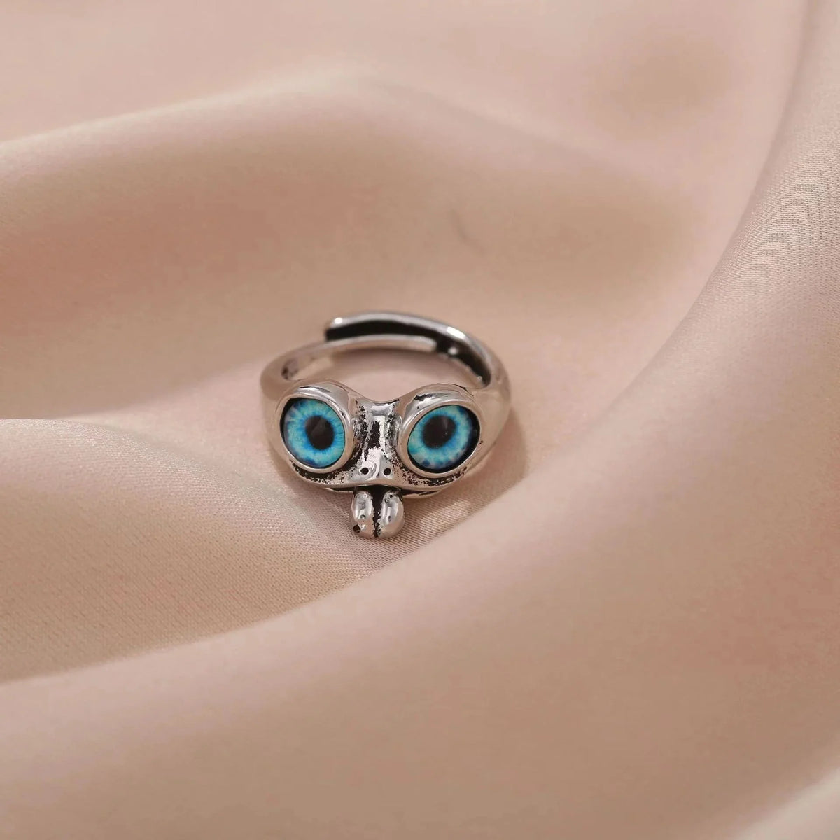 🐸cute Adjustable Open Ring With Big Eyes