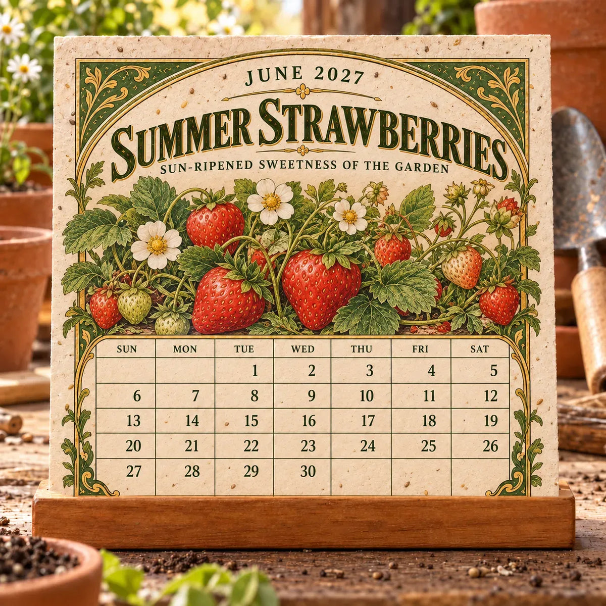 🌱 2027 Heirloom Garden Plantable Seed Calendar | 12 Plantable Months with Vintage Botanical Art & Wooden Stand 🌼