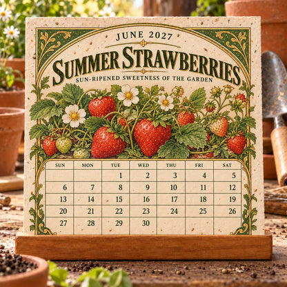 🌱 2027 Heirloom Garden Plantable Seed Calendar | 12 Plantable Months with Vintage Botanical Art & Wooden Stand 🌼