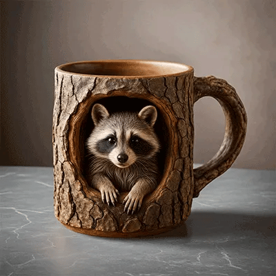 Handmade Tree Hollow Mug – Unique Woodland-Inspired 3D Coffee Cup