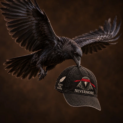 ⬛🐦NEVERMORE 1845 Raven Vintage Cap | Gothic Bird Lover Hat