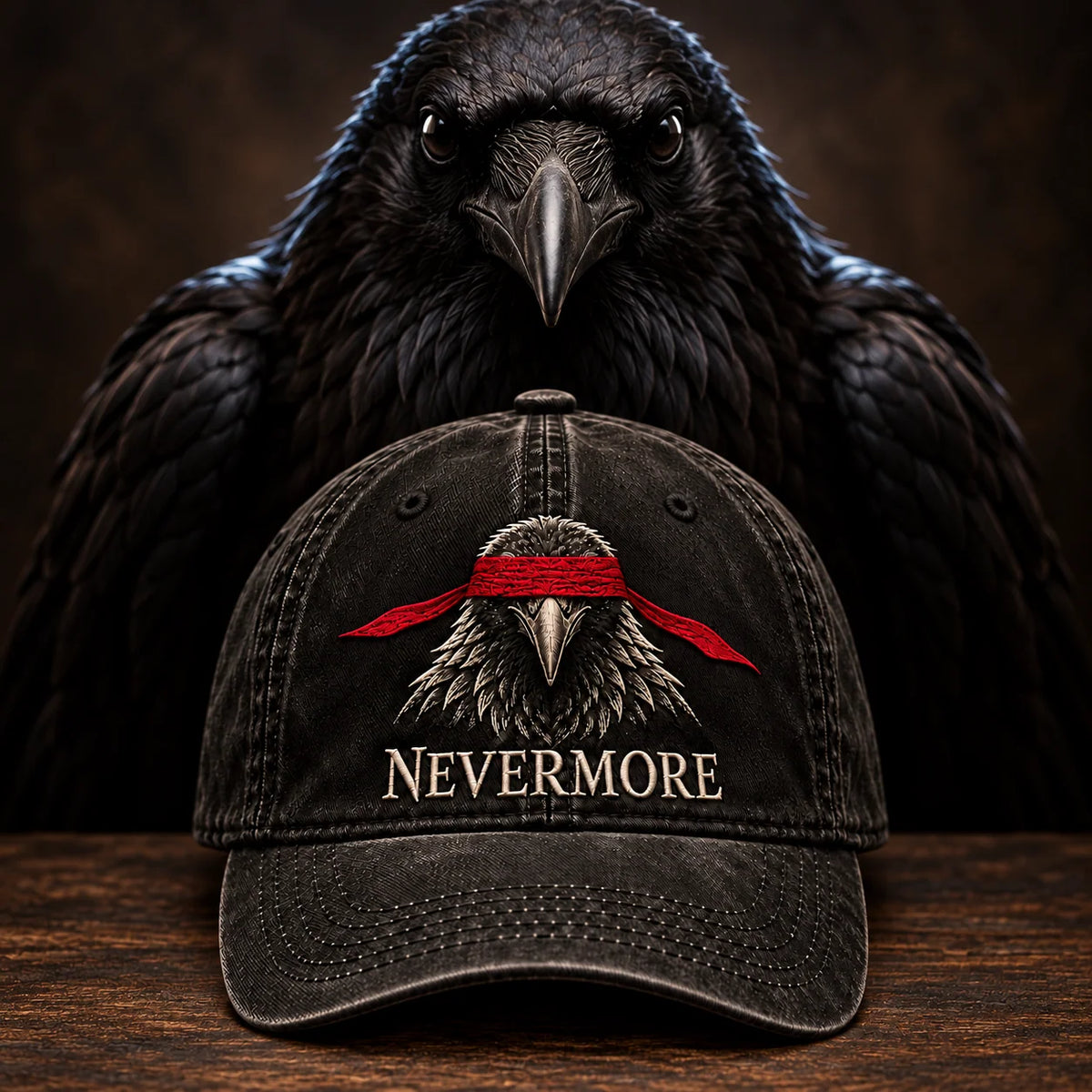 ⬛🐦NEVERMORE 1845 Raven Vintage Cap | Gothic Bird Lover Hat