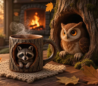 Handmade Tree Hollow Mug – Unique Woodland-Inspired 3D Coffee Cup