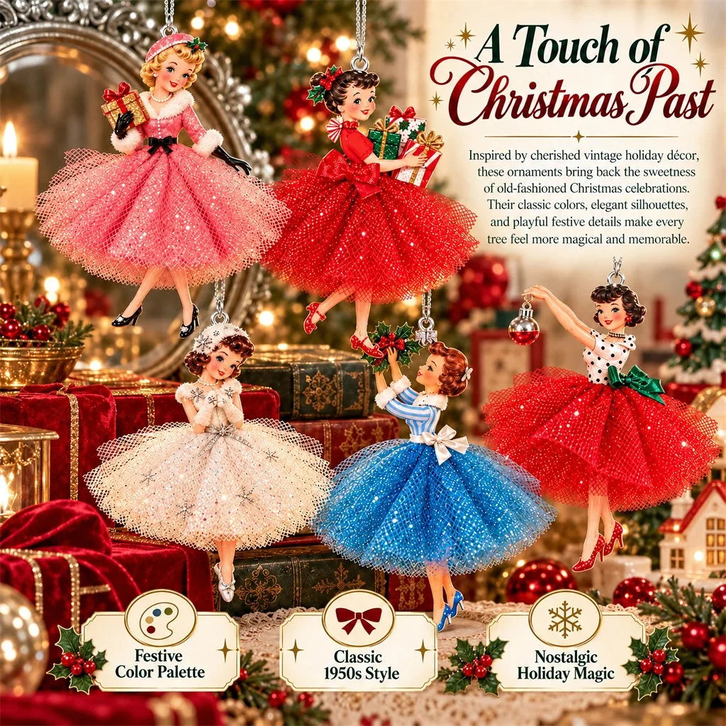 🔥 Last Day 49% OFF - Vintage Christmas Lady Ornaments – 1950s-Inspired Holiday Charm 🎄