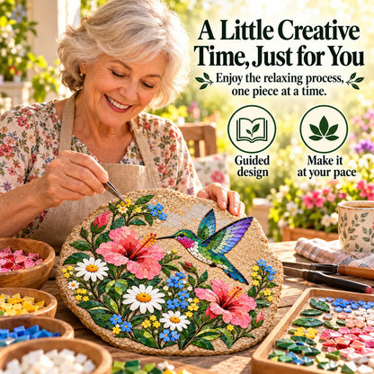 🐦 Beginner-Friendly Hummingbird & Wildflower Mosaic DIY Kit