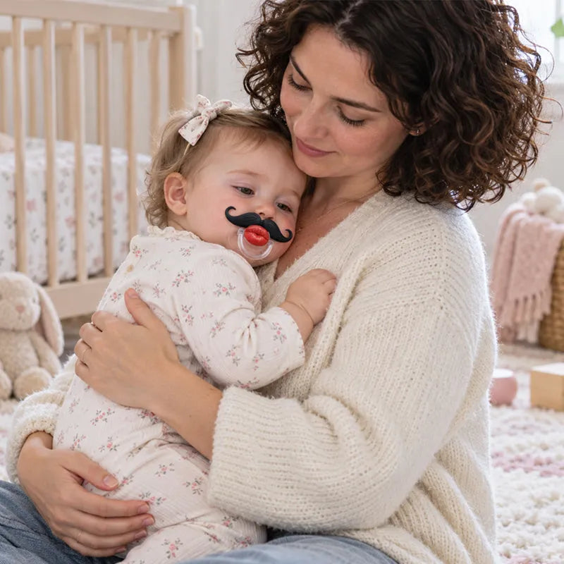 Red Lips and Mustache Baby Pacifier