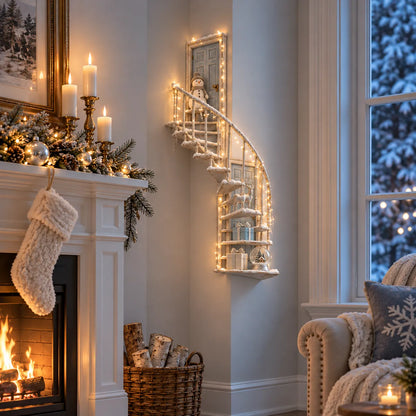 Lighted Winter Fairy Door Staircase Wall Decor