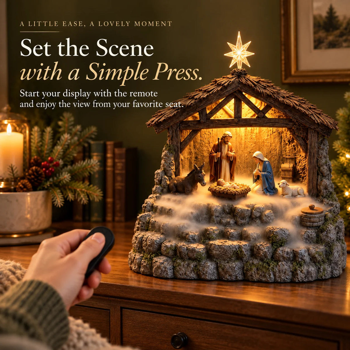 ⏰Limited Stock 50% OFF - ✨ Bethlehem Glow – Lighted Nativity Mist Diffuser ✝️