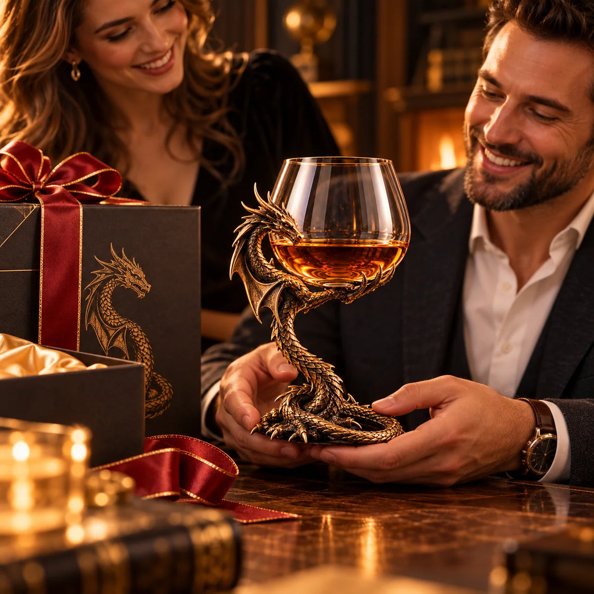 🐉 Dragon’s Embrace™ – Sculptural Brandy Glass with Dragon Claw Stand