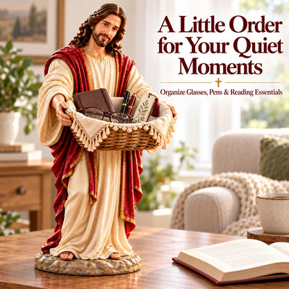 ✝️ Limited-Time Sale | Jesus Offers Comfort™ – Jesus Figurine with Decorative Storage Basket | Meaningful Christian Home Decor & Faith-Inspired Gift 🎁