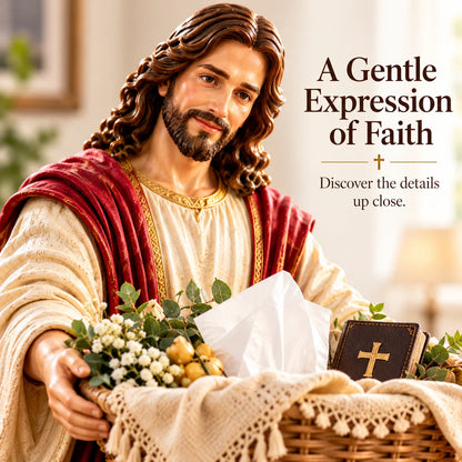 ✝️ Limited-Time Sale | Jesus Offers Comfort™ – Jesus Figurine with Decorative Storage Basket | Meaningful Christian Home Decor & Faith-Inspired Gift 🎁