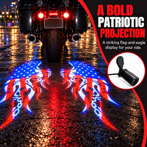 🏍️ Patriotic Eagle Motorcycle Ground Projection Lamp 🇺🇸