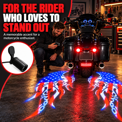 🏍️ Patriotic Eagle Motorcycle Ground Projection Lamp 🇺🇸