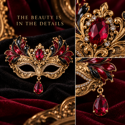 Midnight Masquerade™ Ruby Crystal Brooch