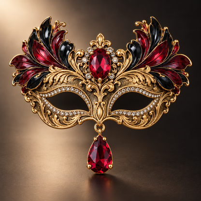 Midnight Masquerade™ Ruby Crystal Brooch