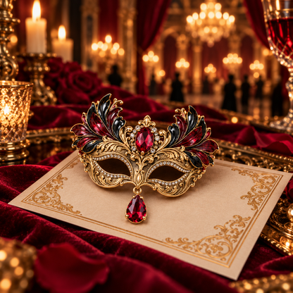 Midnight Masquerade™ Ruby Crystal Brooch